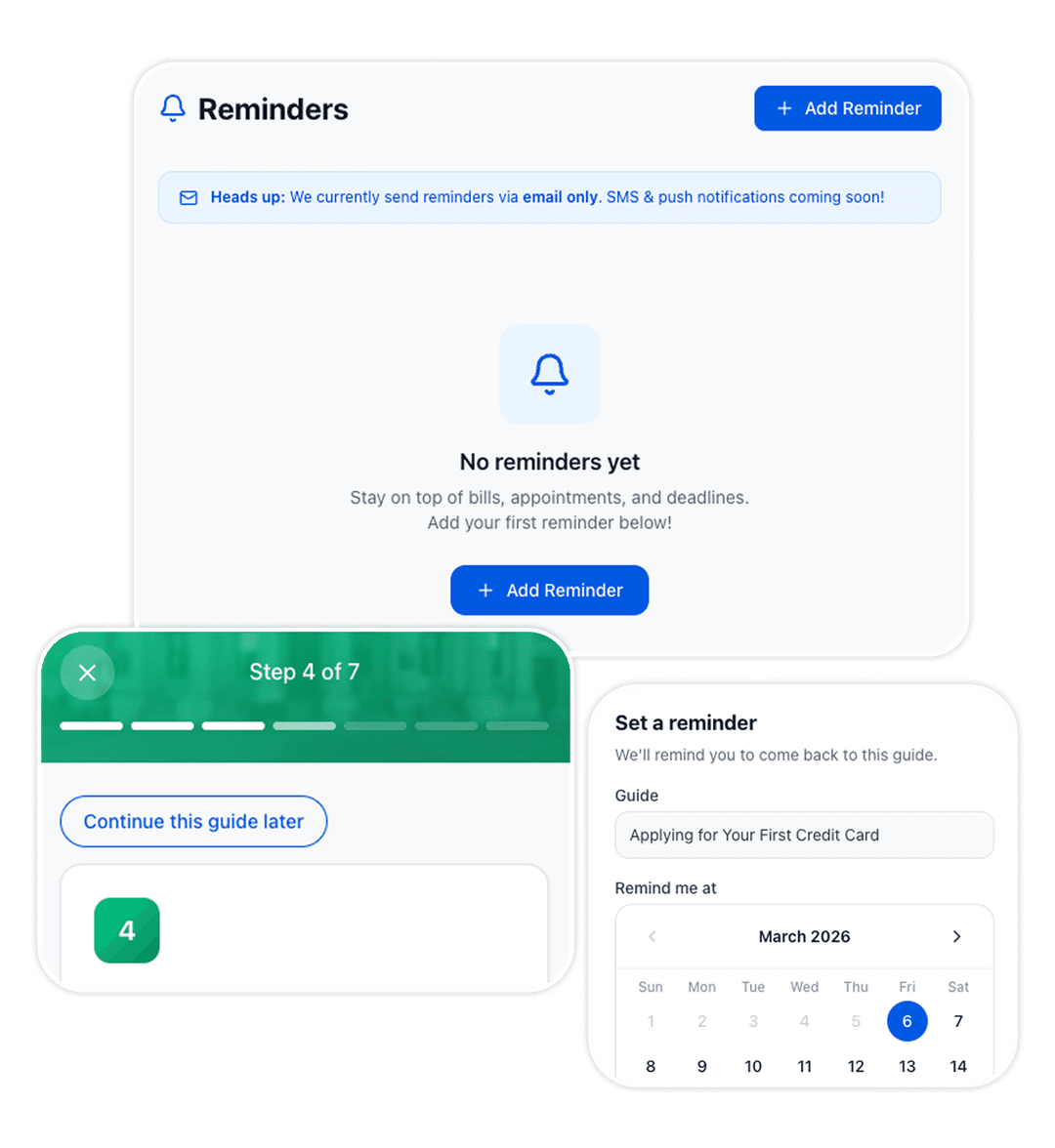 Reminder feature screenshot